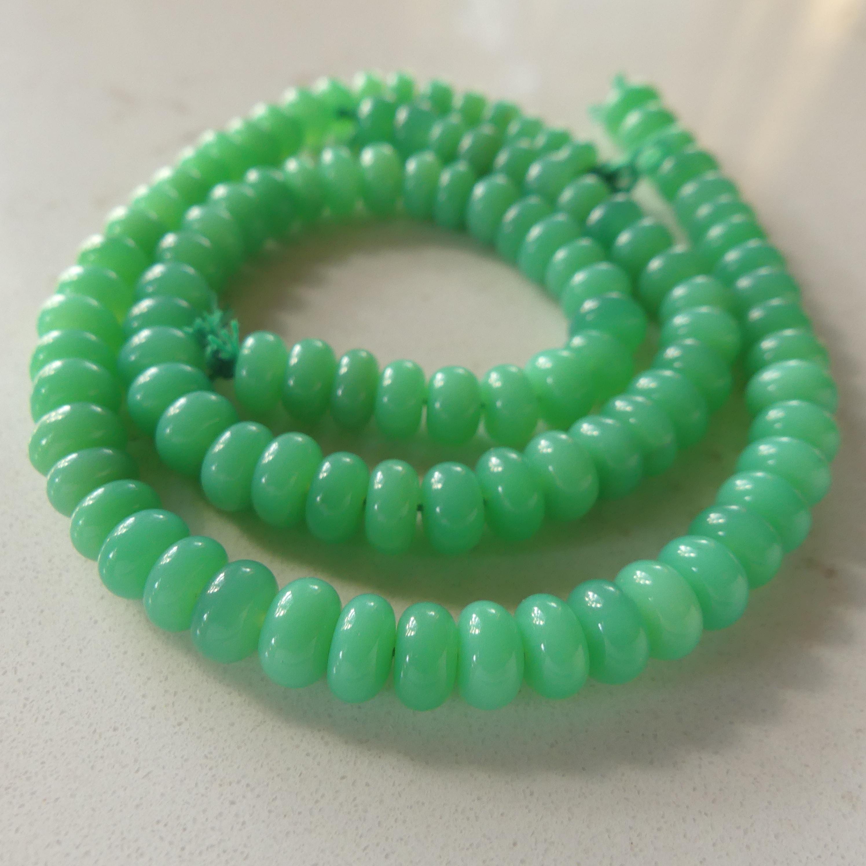 AAA Australian Chrysoprase Beads Smooth Rondelle 8" Mint Green Pastel Genuine Gemstone Beads for DIY Jewelry Making Knotting Necklace