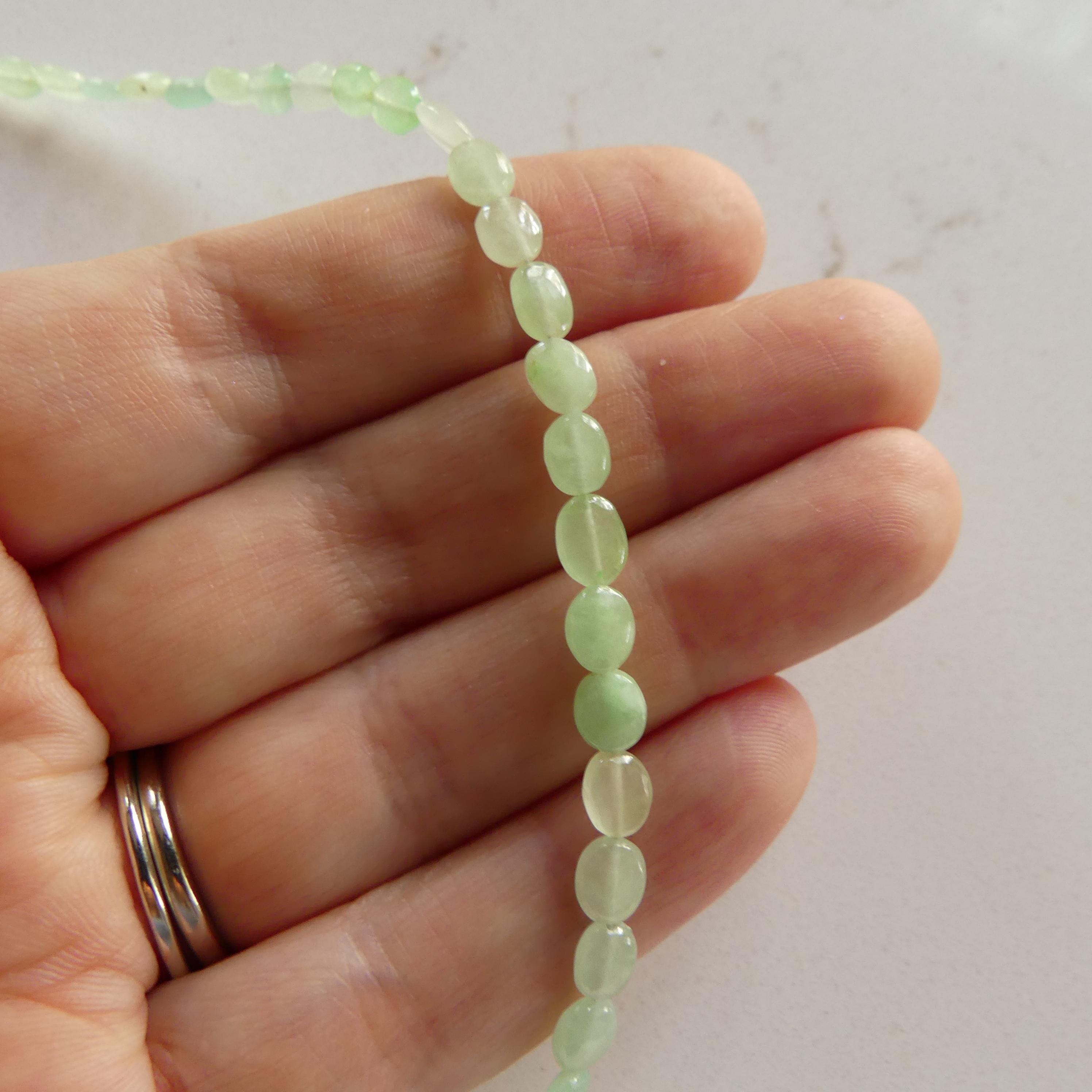 Natural AAA Jade Oval Beads 8" Strand Tiny Jade Beads Jadeite Genuine Gemstone Beads Jewelry Making Beading Craft Gift