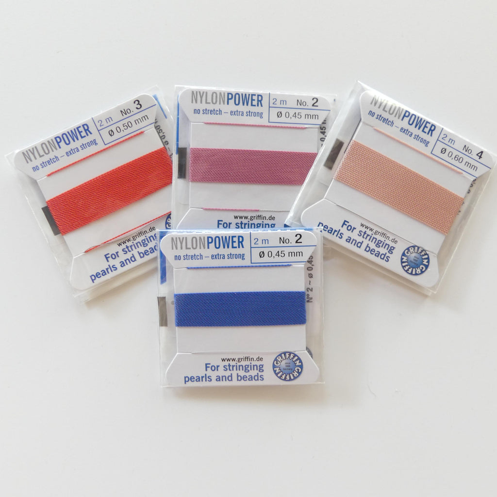 Griffin Nylon Power Thread with Needle 2 3 4 6 10 Beading Knotting DIY Jewelry Cord Pink Green Lilac Coral Yellow Black Gray Brown Turquoise