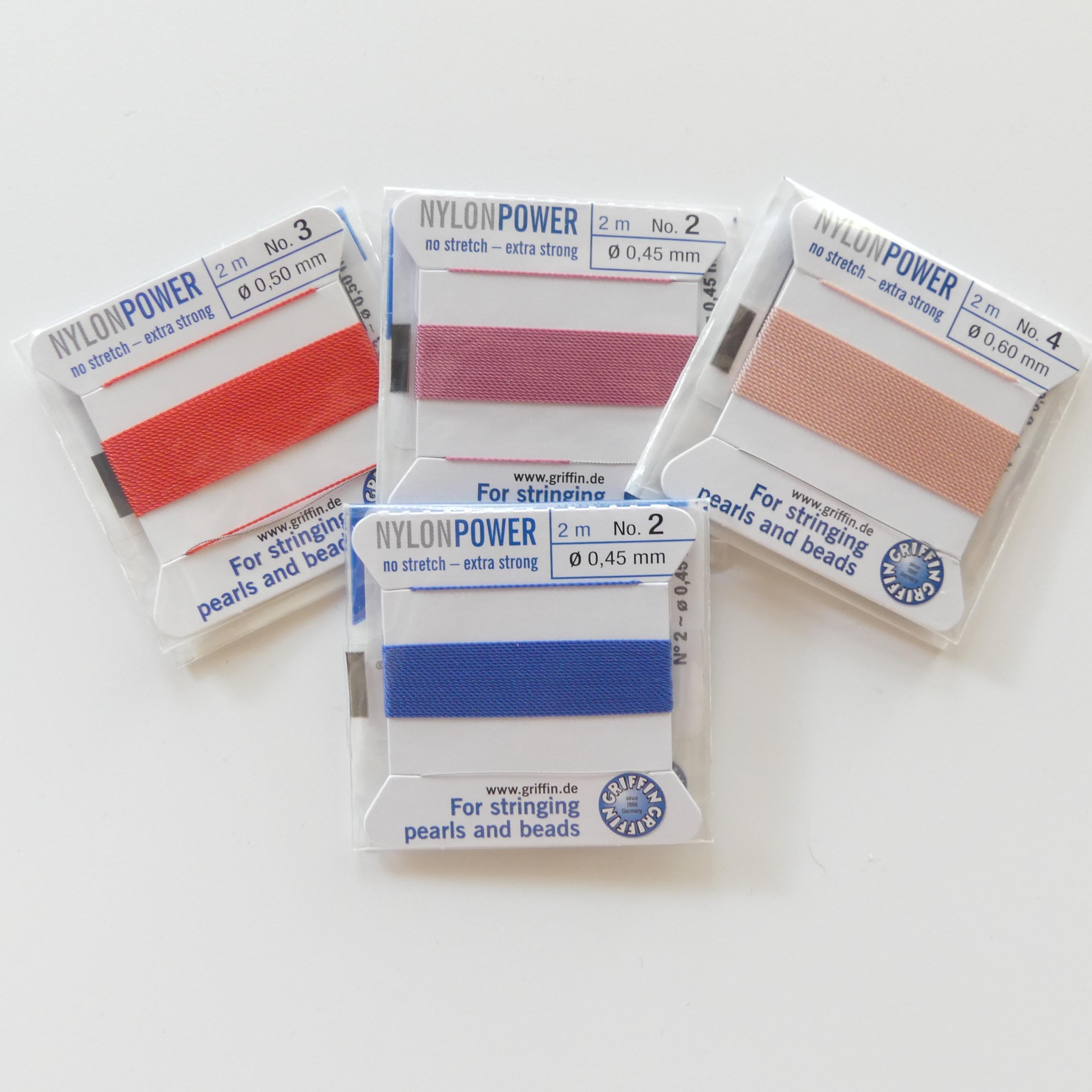 Griffin Nylon Power Thread with Needle 2 3 4 6 10 Beading Knotting DIY Jewelry Cord Pink Green Lilac Coral Yellow Black Gray Brown Turquoise