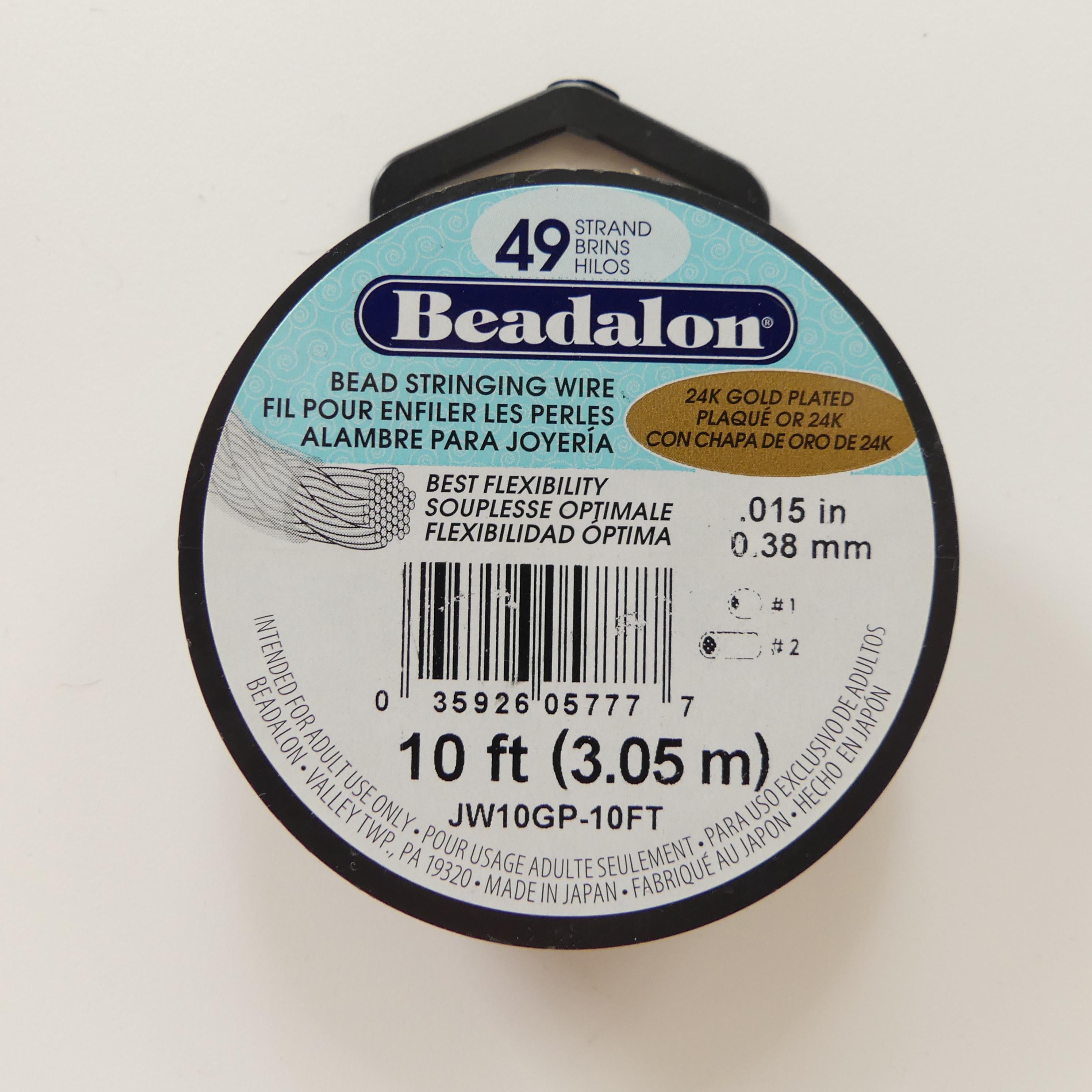 24k Gold Plated Beadalon 49 Strand Stainless Steel Wire Silver Plated Bead Stringing Beading Wire 0.015 in / 0.38 mm 10 ft / 3.1 m