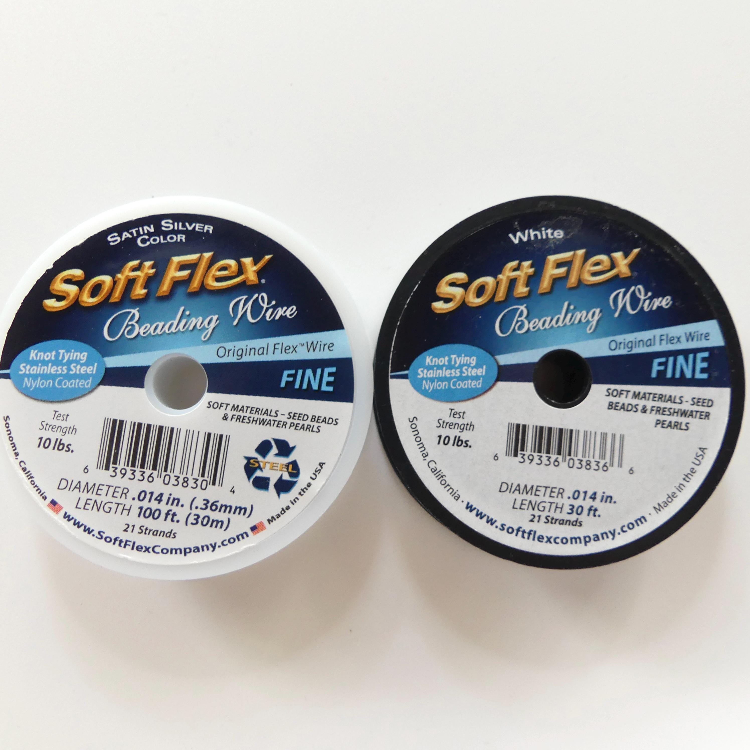 Fine Soft Flex Stainless Steel Wire Bead Stringing Whie Satin Silver Beading Wire 0.014 in 0.36 mm 100 ft 30 m