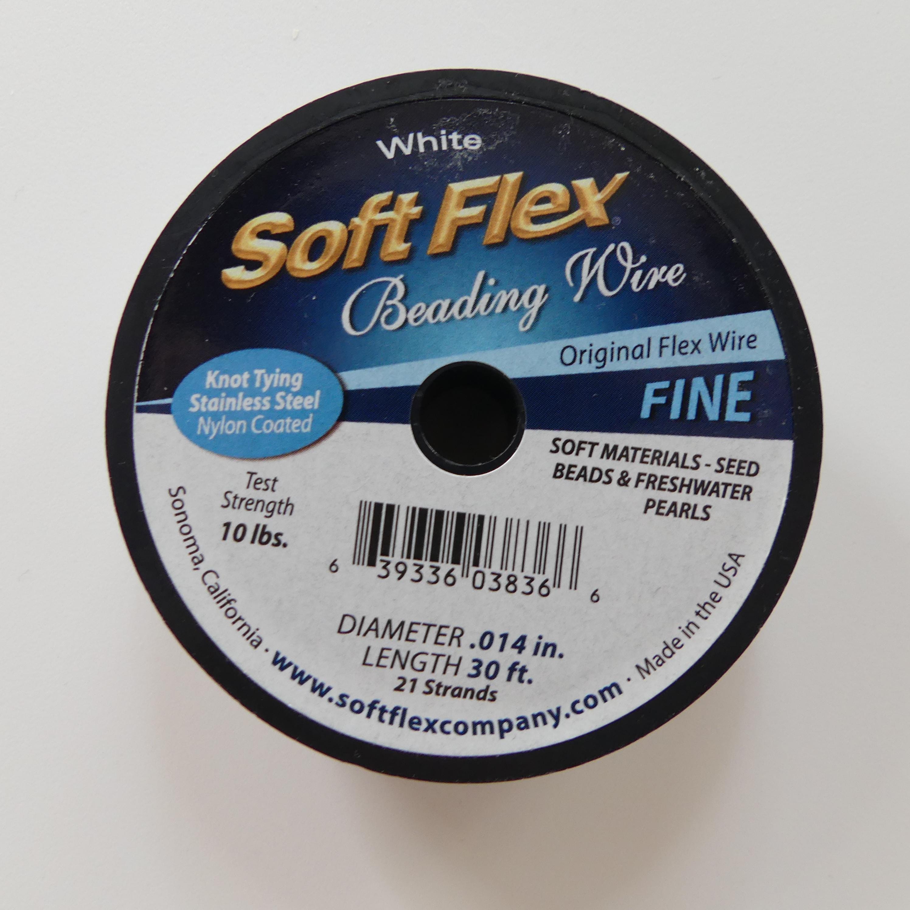 Fine Soft Flex Stainless Steel Wire Bead Stringing Whie Satin Silver Beading Wire 0.014 in 0.36 mm 100 ft 30 m