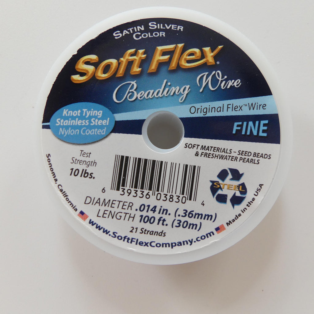 Fine Soft Flex Stainless Steel Wire Bead Stringing Whie Satin Silver Beading Wire 0.014 in 0.36 mm 100 ft 30 m
