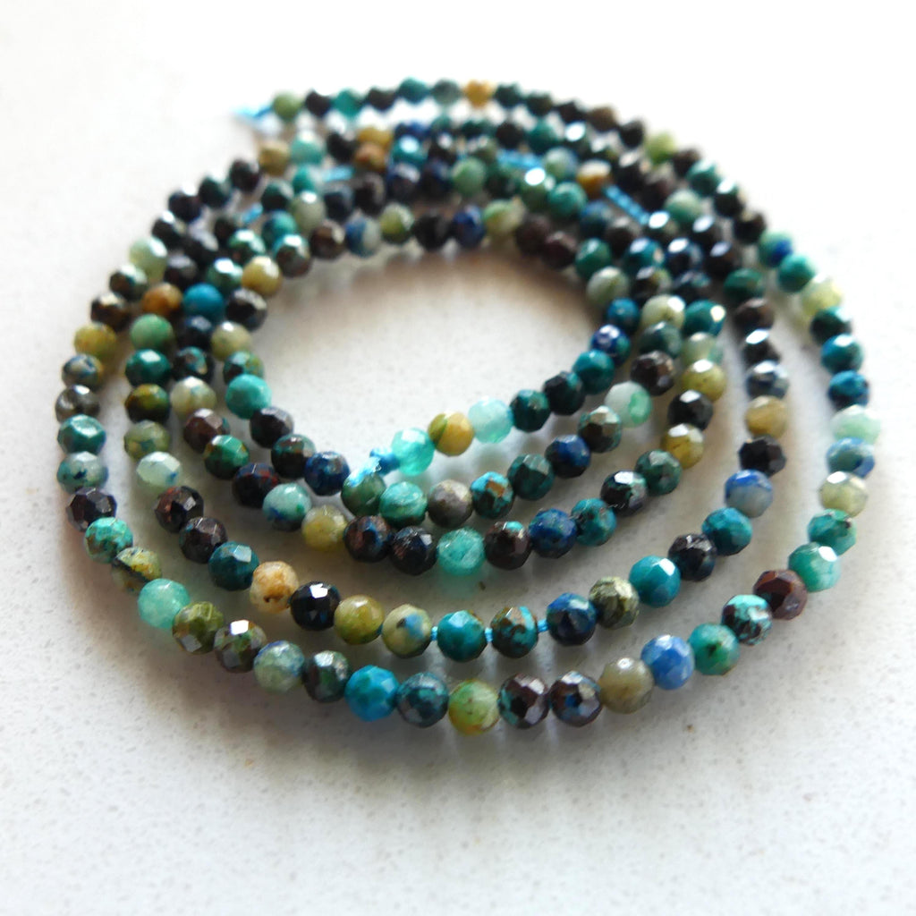 2mm Chrysocolla Beads Micro Faceted 15" Strand Chrysocolla Gemstone Beads Beading Crafter Gift DIY Jewelry making