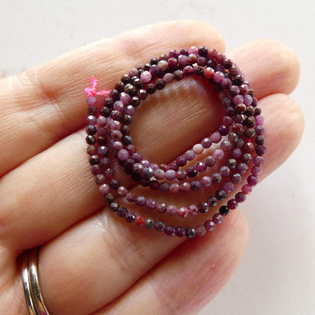 2mm Ruby Beads Micro Faceted Beads 15" Strand Natural Ruby Gemstone Beads Beading Crafter Gift July Birthstone DIY Jewelry