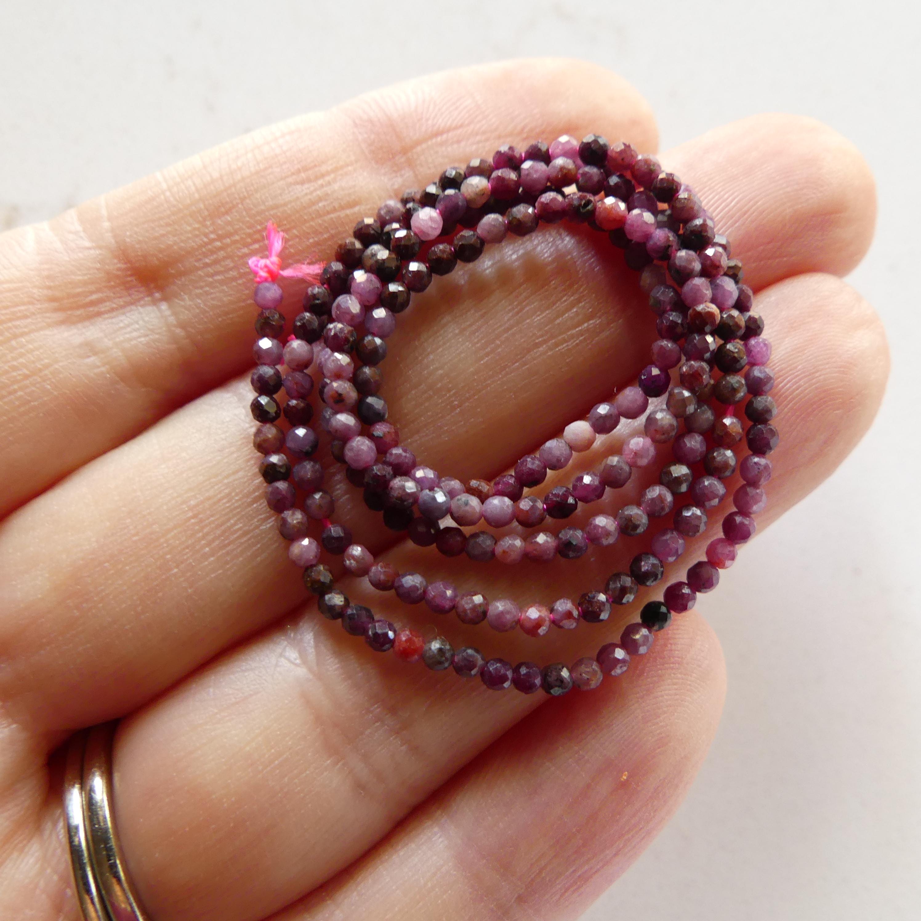 2mm Ruby Beads Micro Faceted Beads 15" Strand Natural Ruby Gemstone Beads Beading Crafter Gift July Birthstone DIY Jewelry