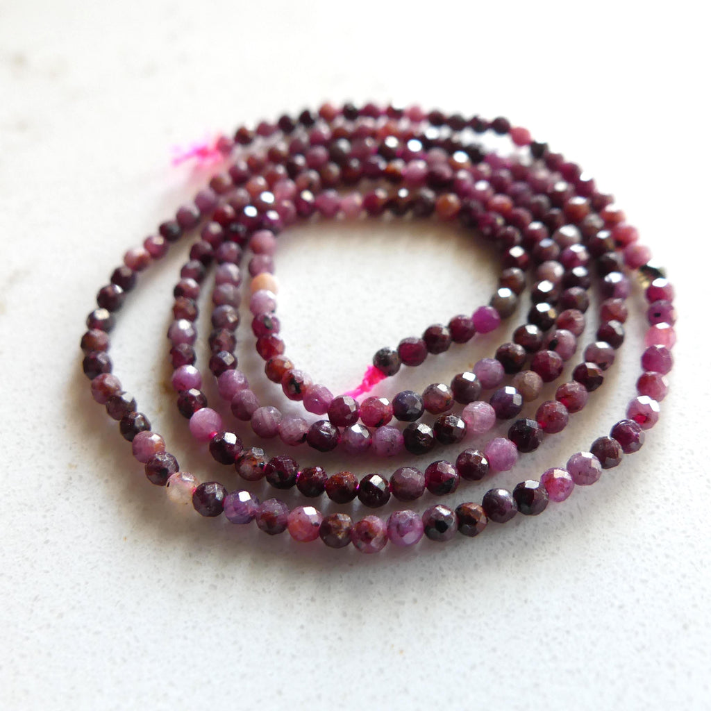 2mm Ruby Beads Micro Faceted Beads 15" Strand Natural Ruby Gemstone Beads Beading Crafter Gift July Birthstone DIY Jewelry