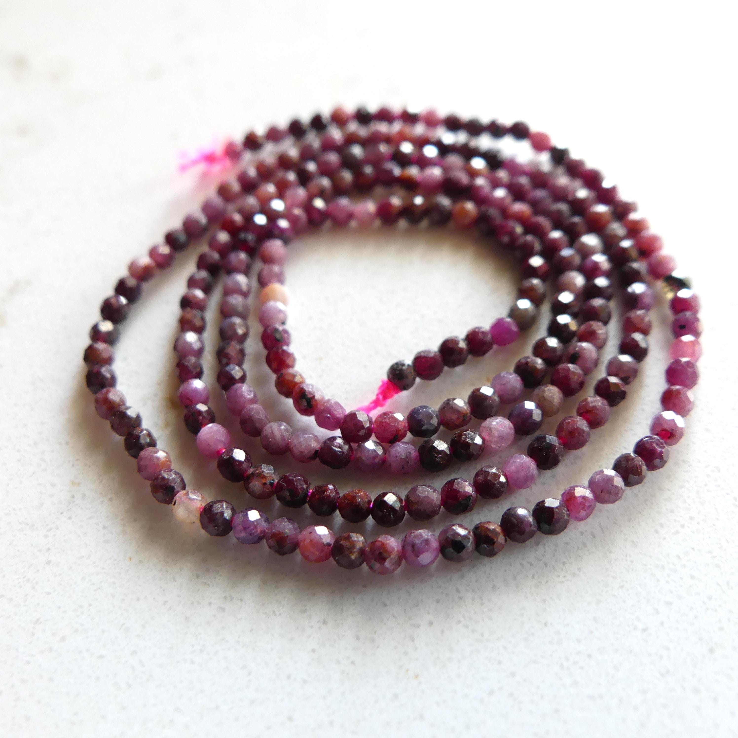 2mm Ruby Beads Micro Faceted Beads 15" Strand Natural Ruby Gemstone Beads Beading Crafter Gift July Birthstone DIY Jewelry