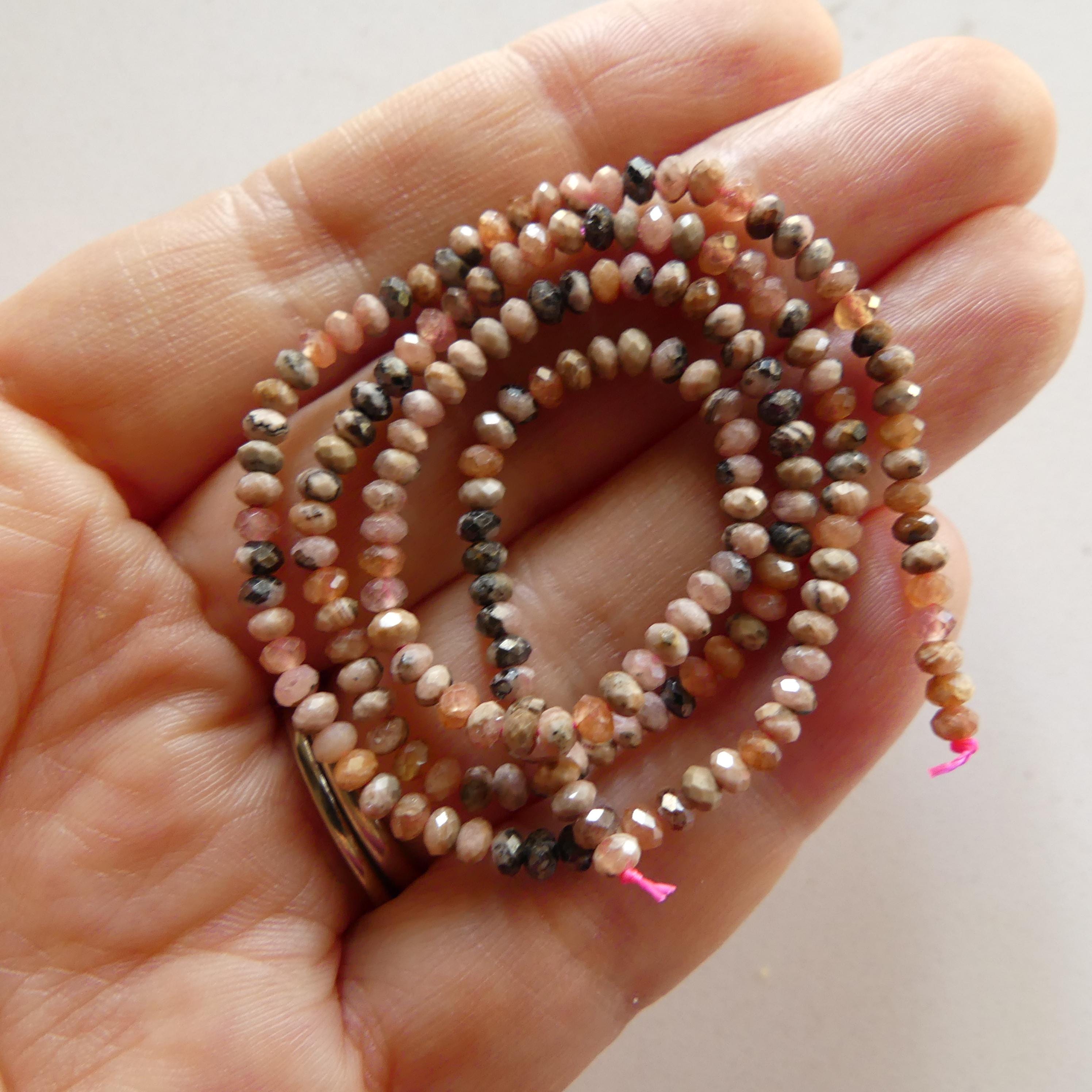 3mm Peach Rhodochrosite Beads Rondelle 15" Genuine Gemstone Beads Jewelry Making Beading Craft Gift Beads Self-Love Abundance