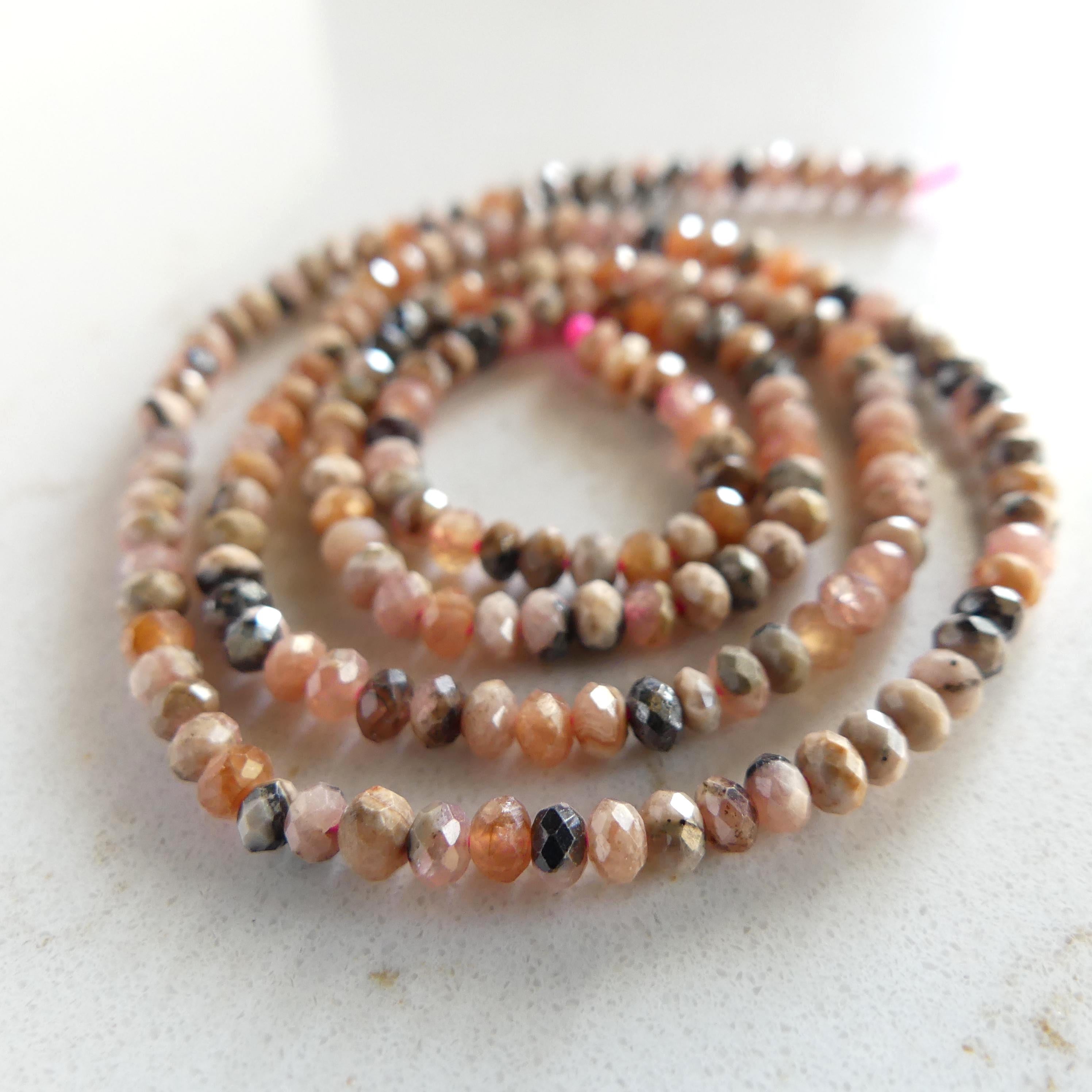 3mm Peach Rhodochrosite Beads Rondelle 15" Genuine Gemstone Beads Jewelry Making Beading Craft Gift Beads Self-Love Abundance