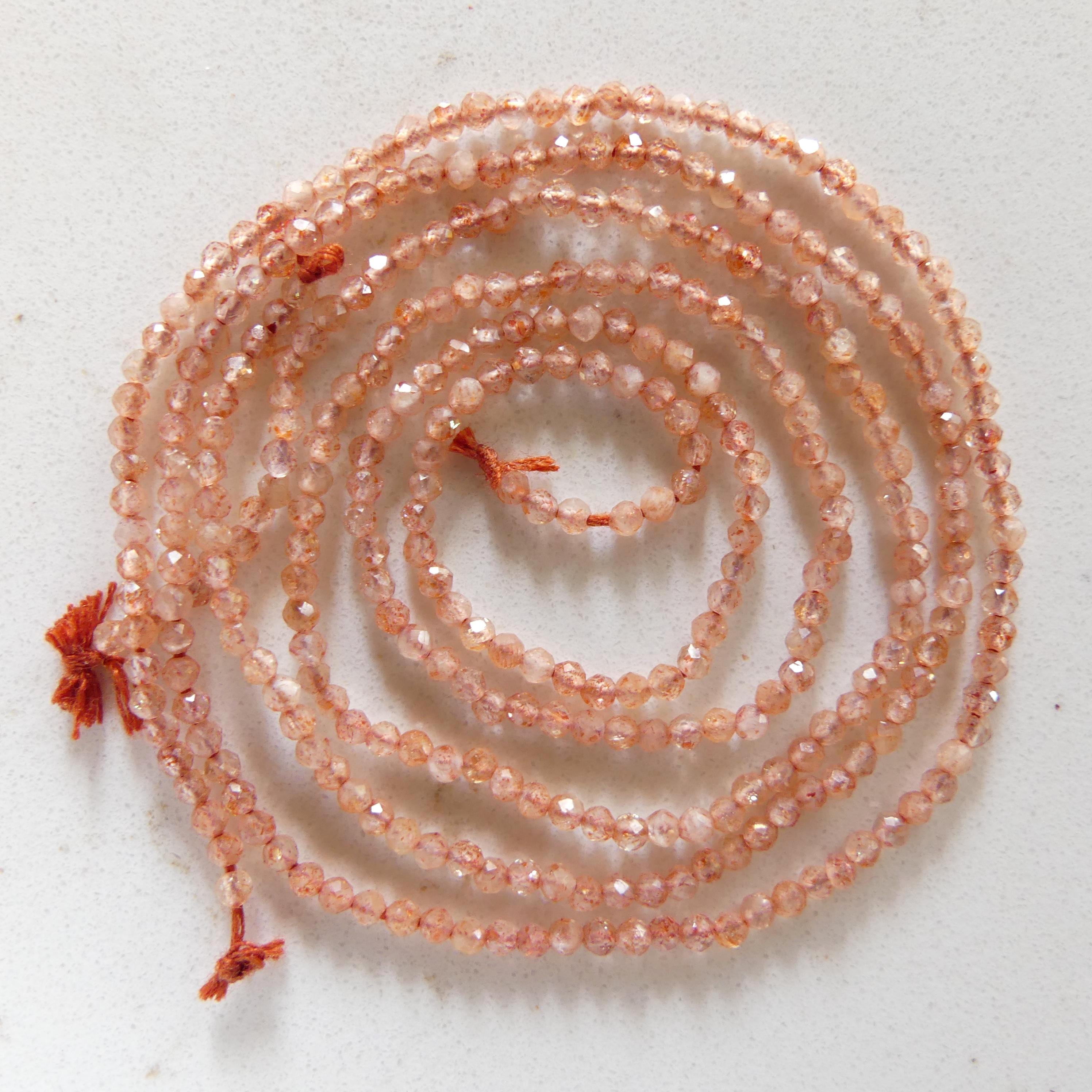 2mm Brown Sunstone Faceted Beads 12" Orange Genuine Gemstone Beads for Jewelry Making Beading Craft Gift Beads Self-Love Abundance