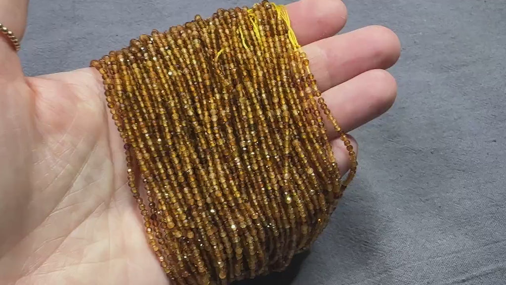 AAA 2mm Yellow Tourmaline Micro Faceted Beads 15.5" Transparent Sparkly Gemstone Beads for Jewelry Making Beading Gift October Birthstone