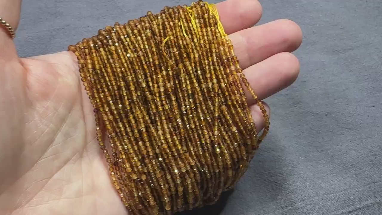 AAA 2mm Yellow Tourmaline Micro Faceted Beads 15.5" Transparent Sparkly Gemstone Beads for Jewelry Making Beading Gift October Birthstone