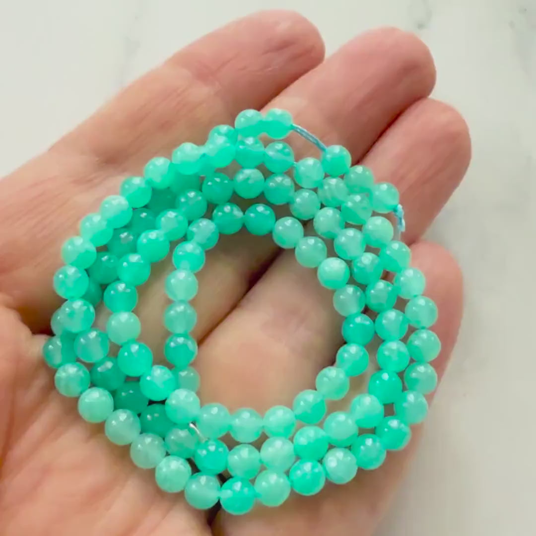 4mm AAA Peruvian Amazonite Beads Smooth 15" Bright Blue amazonite Genuine Gemstone Beads for Jewelry Making Beading Craft Gift Beads