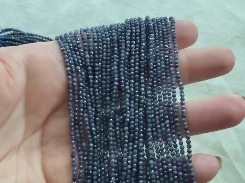 2mm Natural Raw Sapphire Beads Micro Faceted 15" Genuine Gemstone Beads Jewelry Making Beading Craft Gift September Birthstone