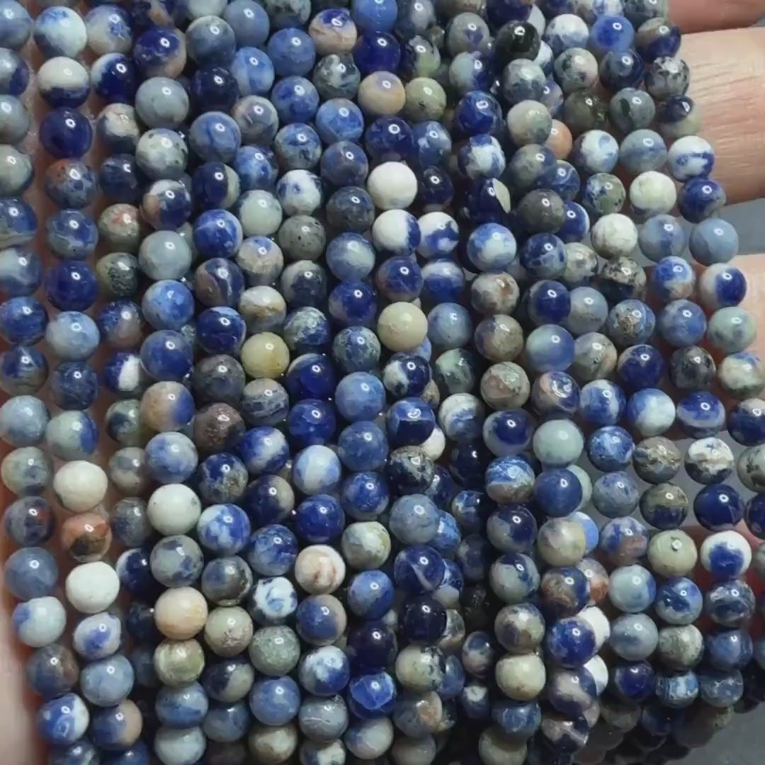 4mm Sunset Sodalite Smooth Beads 15" Blue and Orange Sodalite Genuine Gemstone Beads for Jewelry Making Beading Craft Gift Beads