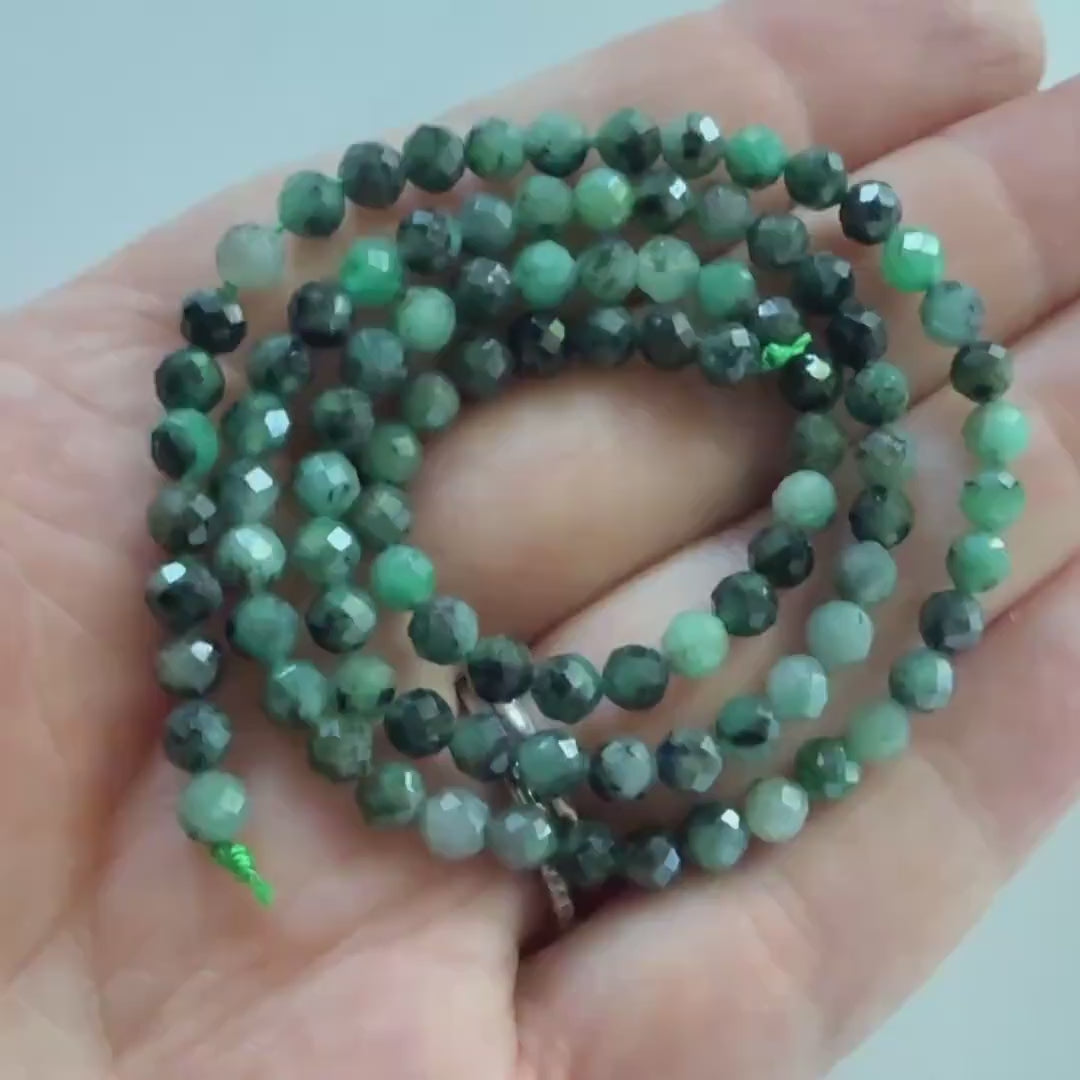 4mm Natural Emerald Beads Faceted 15" Raw Emerald Genuine Gemstone Beads Genuine Emerald Jewelry Making Beading Craft Gift May Birthstone