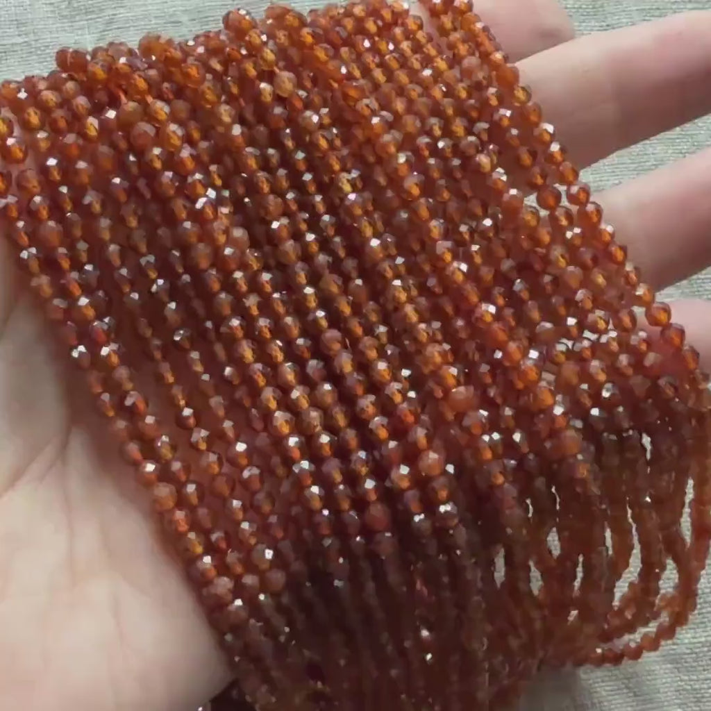 3mm AAA Spessartine Garnet Beads Faceted Beads 15" Natural Orange Spessartite Garnet Gemstone Beads Beading Crafter Gift