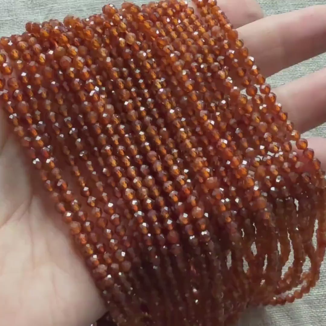 3mm AAA Spessartine Garnet Beads Faceted Beads 15" Natural Orange Spessartite Garnet Gemstone Beads Beading Crafter Gift