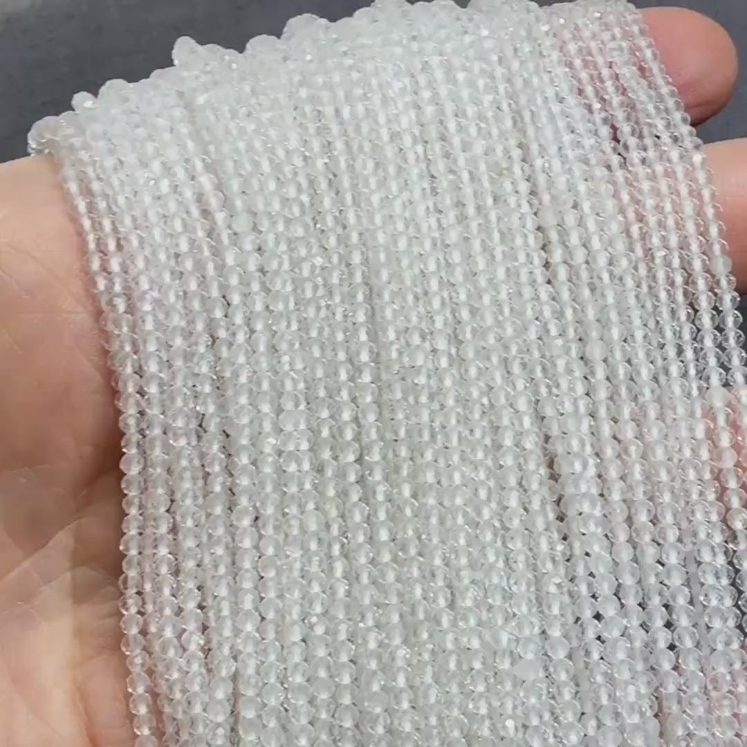 2mm AAA Rock Quartz Faceted Beads 15" Clear Crystal Quartz Genuine Gemstone Beads for Jewelry Making Beading Craft Gift April Birthstone