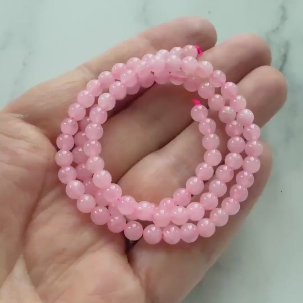 4mm AAA Rose Quartz Beads Smooth 15" Pale Pink Genuine Gemstone Beads for Jewelry Making Beading Craft Gift Beads