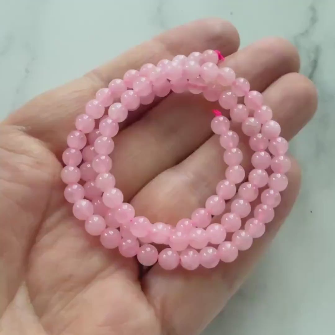 4mm AAA Rose Quartz Beads Smooth 15" Pale Pink Genuine Gemstone Beads for Jewelry Making Beading Craft Gift Beads