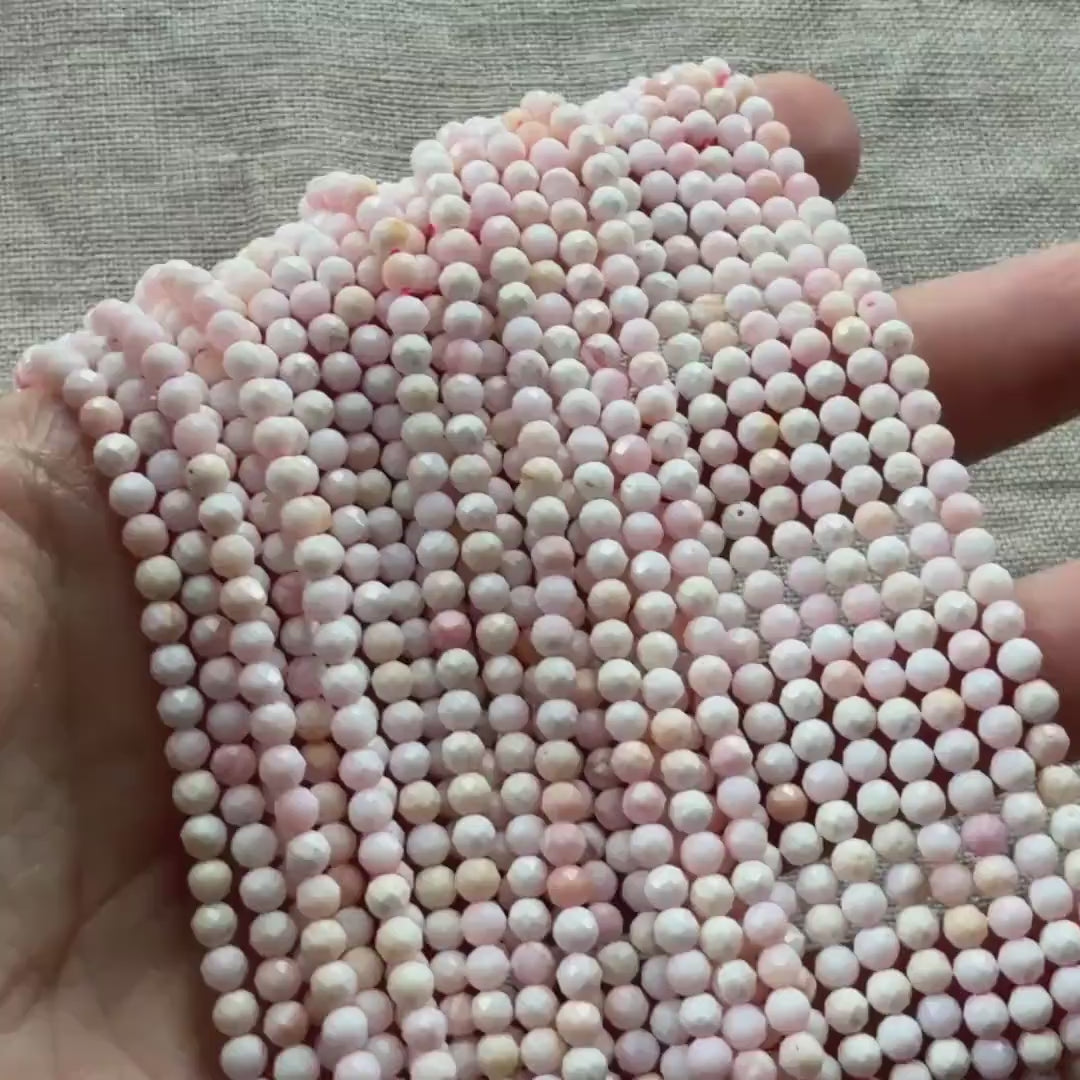 3mm Natural Queen Conch Beads Micro Faceted Genuine Shell Beads 15" Gemstone Jewelry Making Gift for crafter
