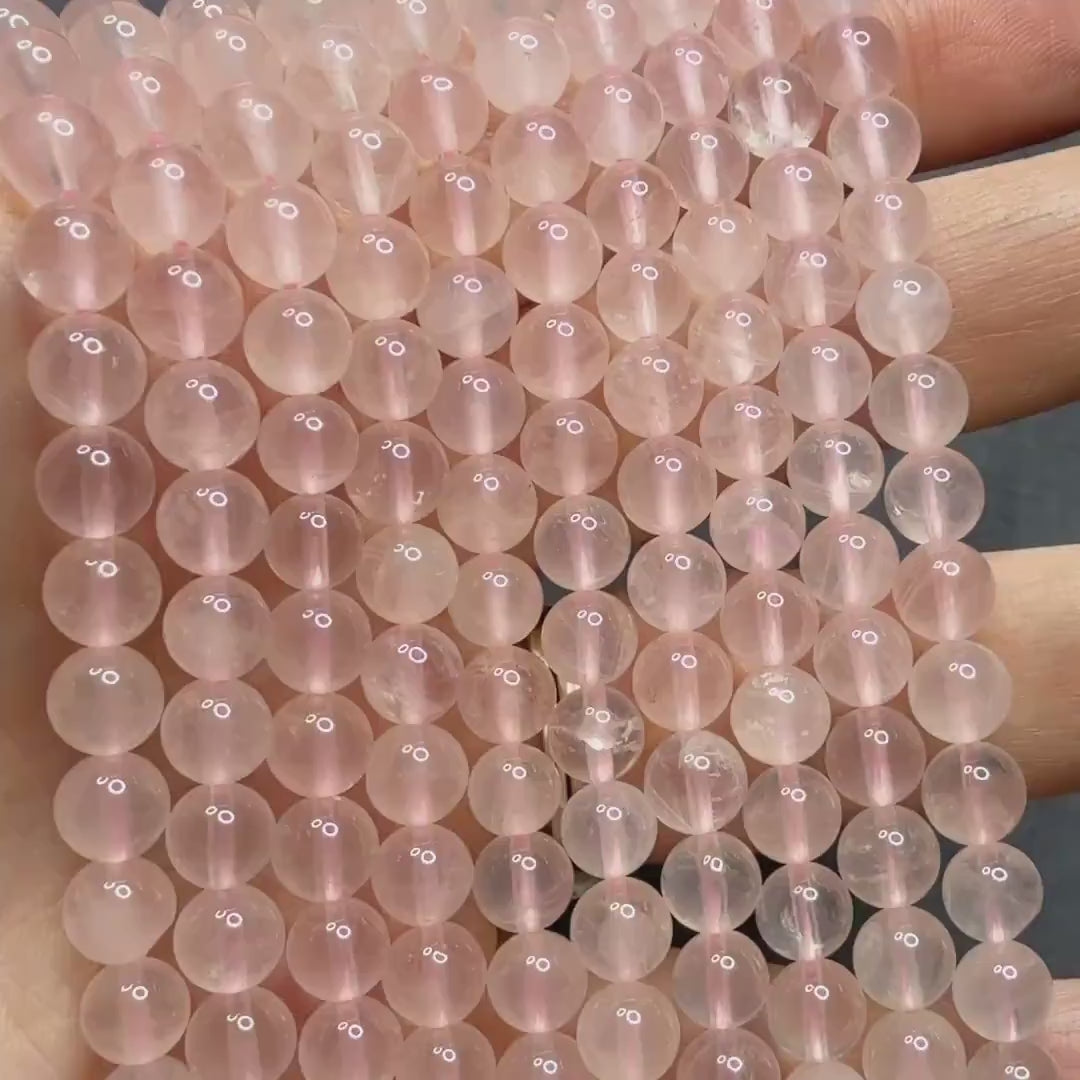 6mm Rose Quartz Smooth Beads 15" Pale Pink Genuine Gemstone Beads for Jewelry Making Beading Craft Gift Beads