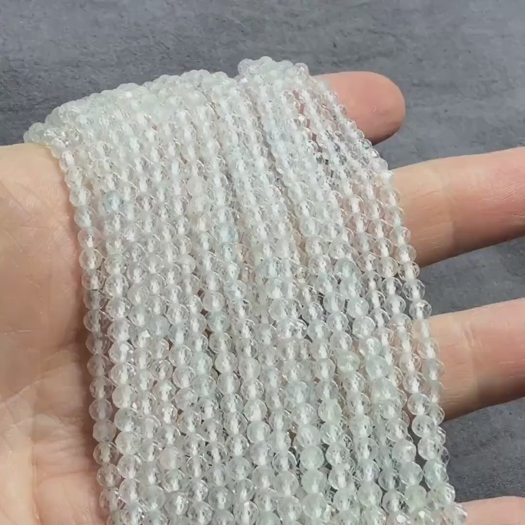 3mm AAA White Topaz Faceted Beads 15" Natural Topaz Clear Sparkly Gemstone Beads Beading Crafter Gift April Birthstone DIY Jewelry