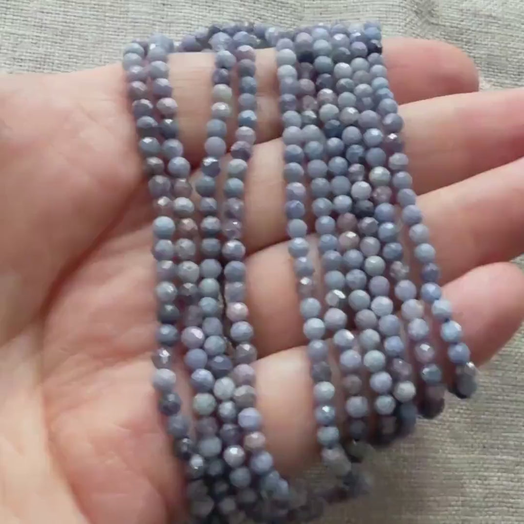 3mm Lavender Blue Sapphire Beads Faceted 15" Genuine Gemstone Beads Jewelry Making Beading Craft Gift September Birthstone