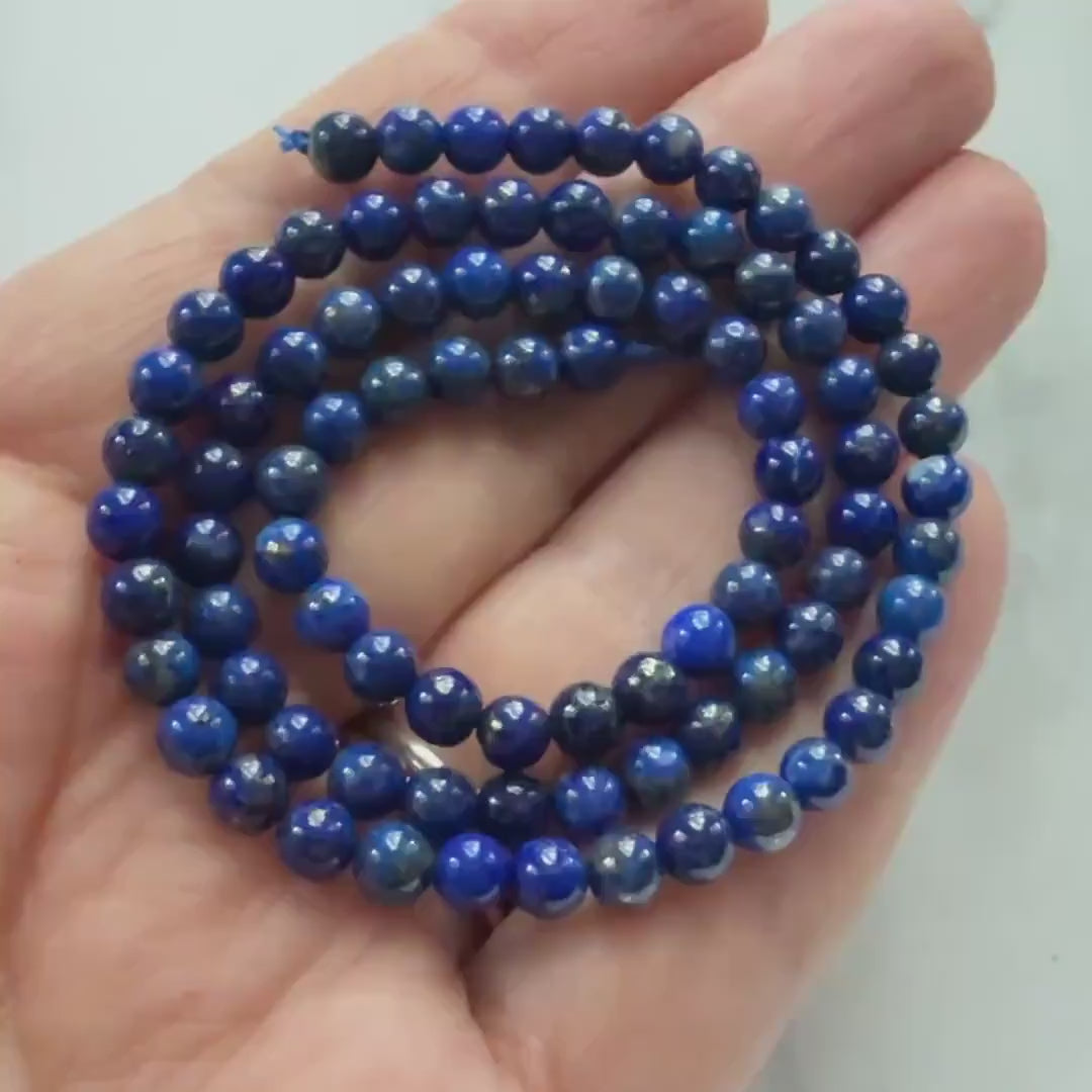 4mm AAA Lapis Lazuli Beads Smooth 15" Blue Lapis Gemstone Beads for Jewelry Making Beading Craft Gift Beads DIY Jewelry Making