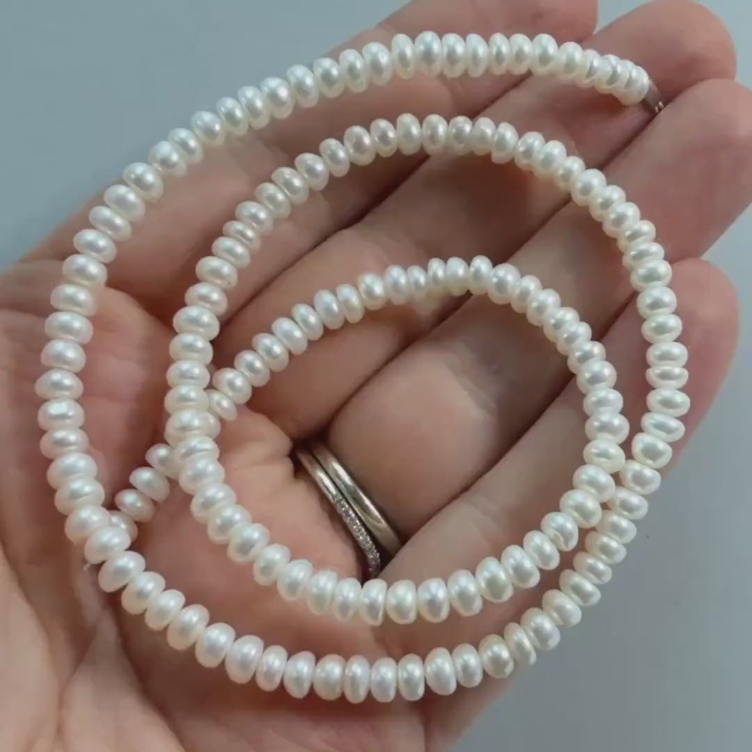 4mm AAAAA Freshwater Pearl Beads Button Pearls White Baroque 15" White Pearl Beads Potato Beading Crafter Gift June Birthstone DIY Jewelry