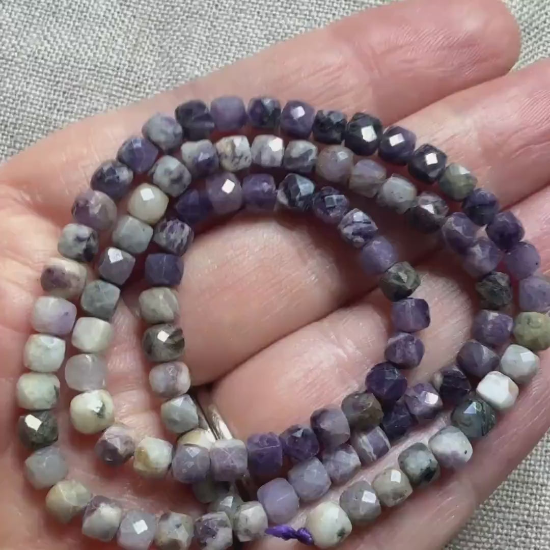 4mm AAA Sugilite Cube Beads Faceted Genuine Beads 15" Purple Gemstone Beads Beading Crafter Gift Seed beads rare Crystal healing beads