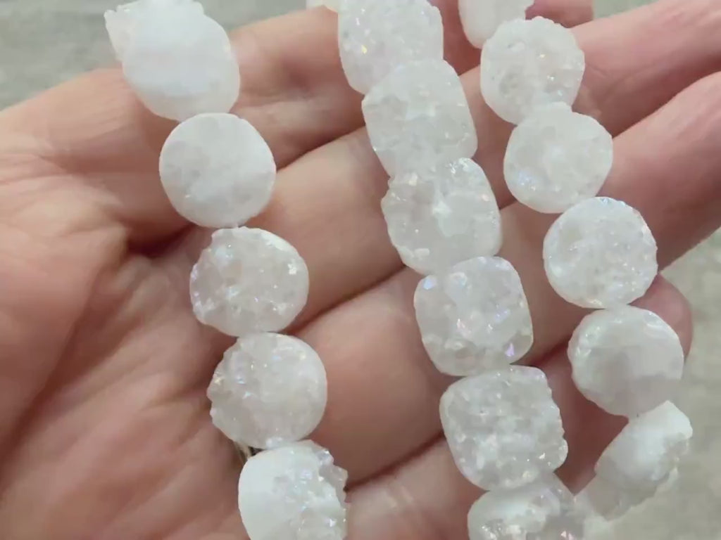 10mm Druzy Agate Beads 7.5" Round Druzy Beads Sparkly Square Druzy  Beads for Jewelry Making Beading Craft Gift
