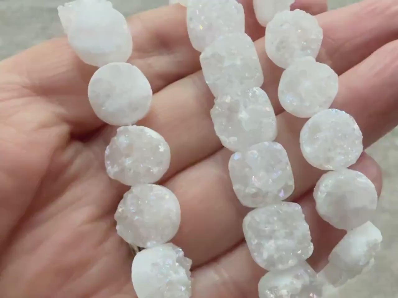 10mm Druzy Agate Beads 7.5" Round Druzy Beads Sparkly Square Druzy  Beads for Jewelry Making Beading Craft Gift