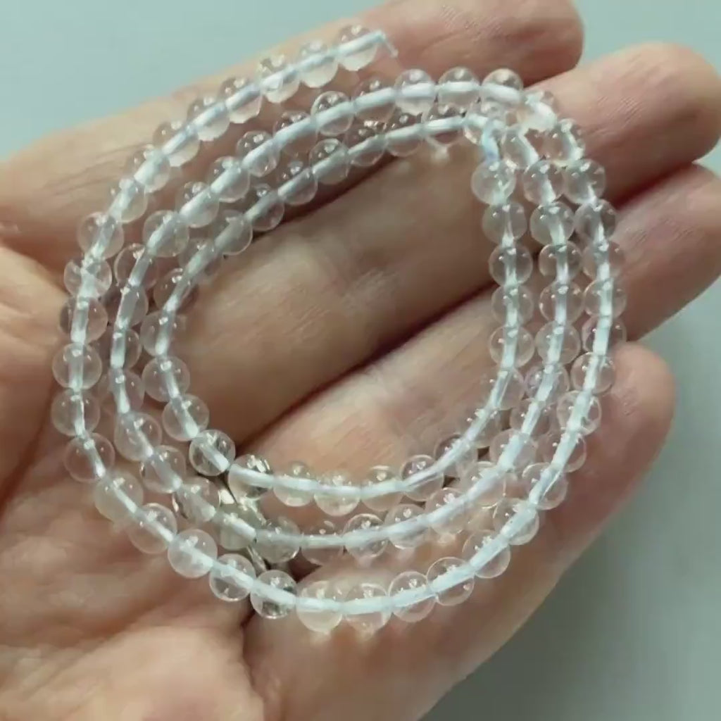 4mm AAA Rock Quartz Beads Smooth 15" Clear Crystal Quartz Smooth Genuine Gemstone Beads Jewelry Making Beading Craft Gift April Birthstone