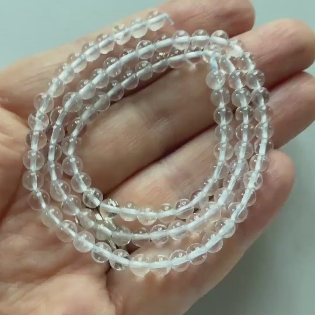 4mm AAA Rock Quartz Beads Smooth 15" Clear Crystal Quartz Smooth Genuine Gemstone Beads Jewelry Making Beading Craft Gift April Birthstone