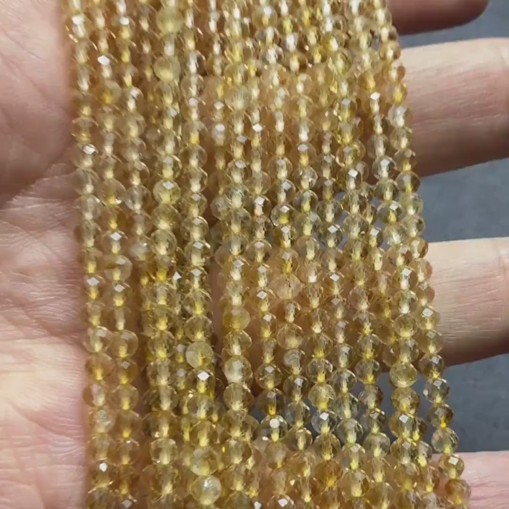 3mm Natural Citrine Beads Micro Faceted 15" Raw Genuine Gemstone Beads for Jewelry Making Beading Craft Gift Beads November Birthstone