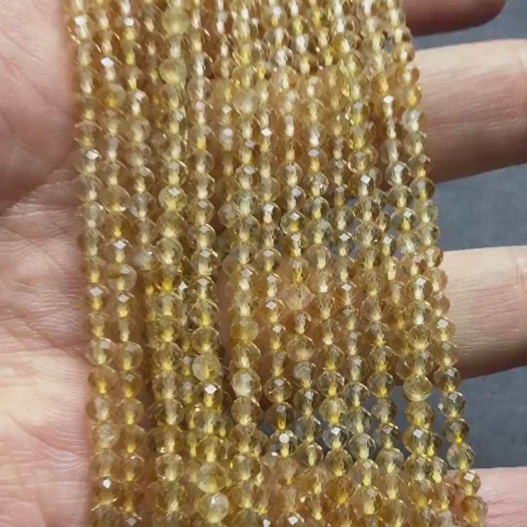 3mm Natural Citrine Beads Micro Faceted 15" Raw Genuine Gemstone Beads for Jewelry Making Beading Craft Gift Beads November Birthstone
