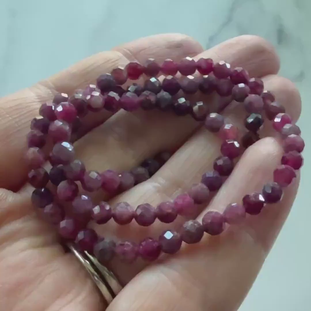 4mm Pink Rubellite Beads Pink Tourmaline Faceted Beads Crystal 15" Sparkly Gemstone Beads for Jewelry Making Beading Gift October Birthstone