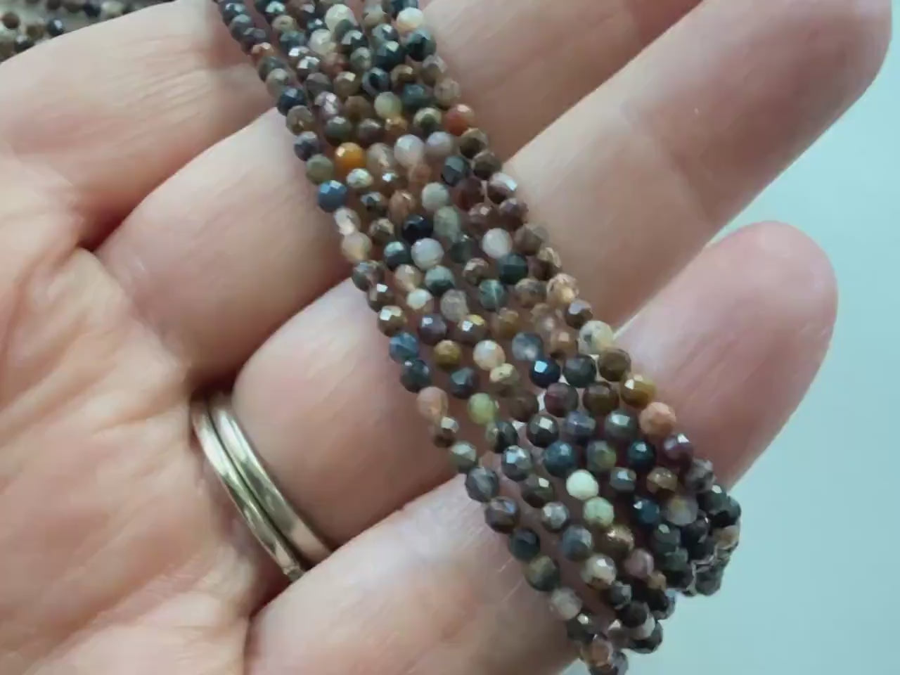 2mm Pietersite Micro Faceted Beads Round Genuine Beads 15" Sparkly Gemstone Beads for Jewelry Making Crafter Gift