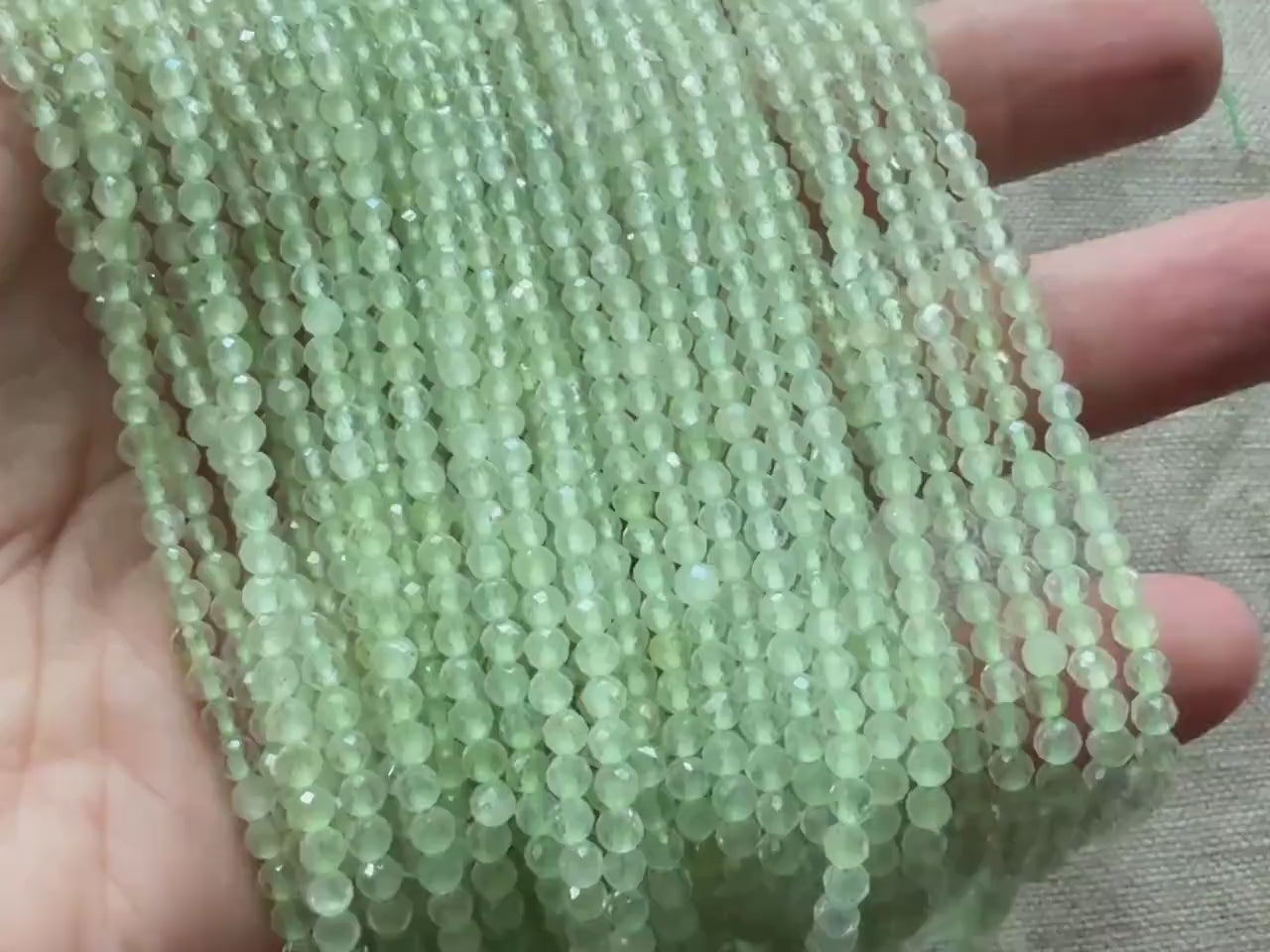 3mm AAA Prehnite Beads Micro Faceted Beads 15" Pale Green Natural Gemstone Beads Beading Crafter Gift DIY jewelry
