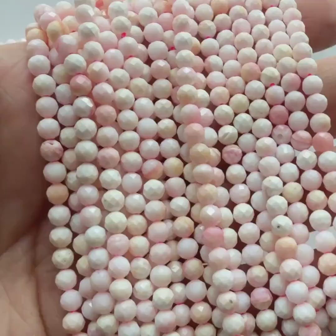 4mm Natural Queen Conch Beads Micro Faceted Genuine Shell Beads 15" Gemstone Jewelry Making Gift for crafter
