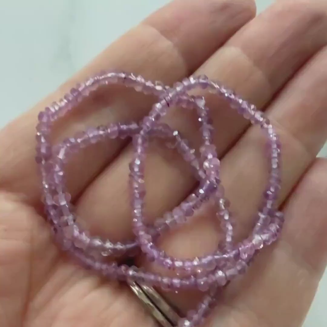 3mm Pink Amethyst Beads Hand Faceted Rondelle Beads 13" Natural Pink Amethyst Gemstone Beads Beading Crafter Gift February Birthstone