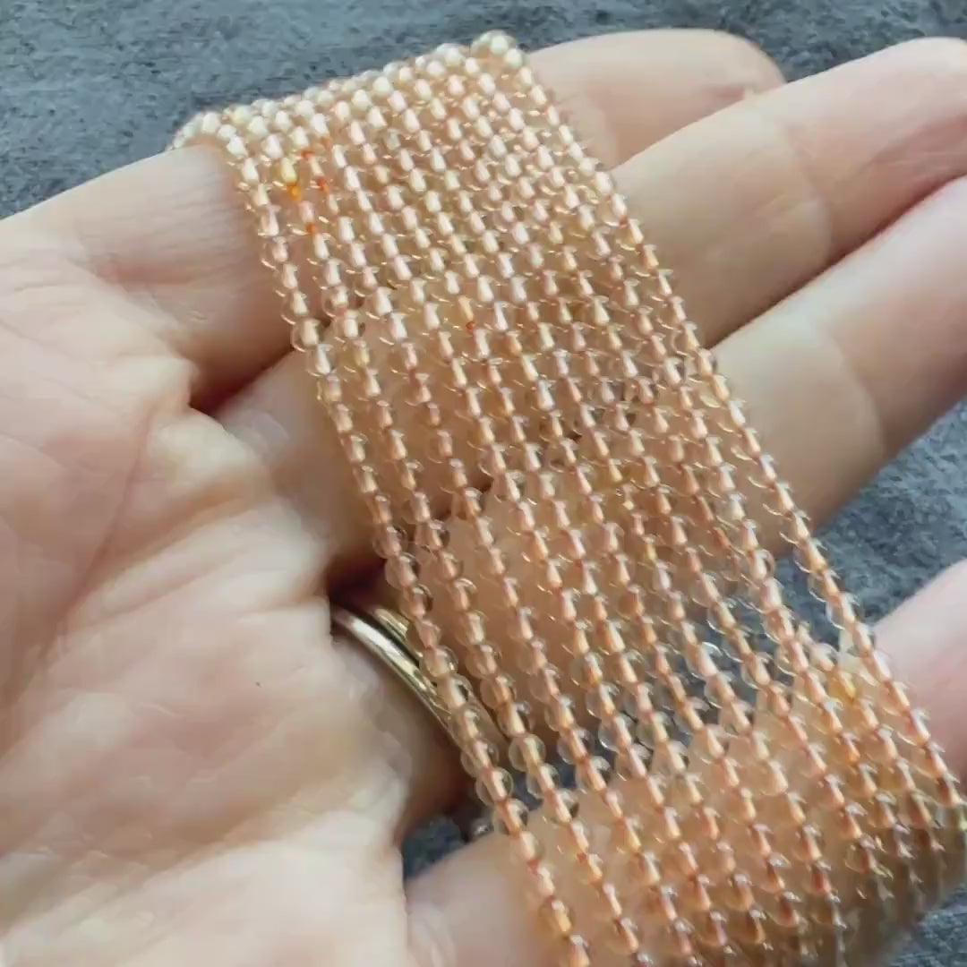 2mm Natural AAA Citrine Smooth Beads 15" Genuine Gemstone Beads Jewelry Making Beading Craft Gift Beads November Birthstone