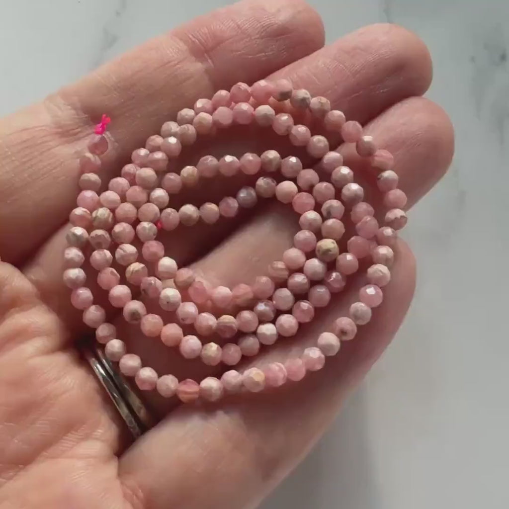3mm Natural Rhodochrosite Beads Faceted 15" Nude Pink Genuine Gemstone Beads Jewelry Making Beading Craft Gift Beads Self-Love Abundance