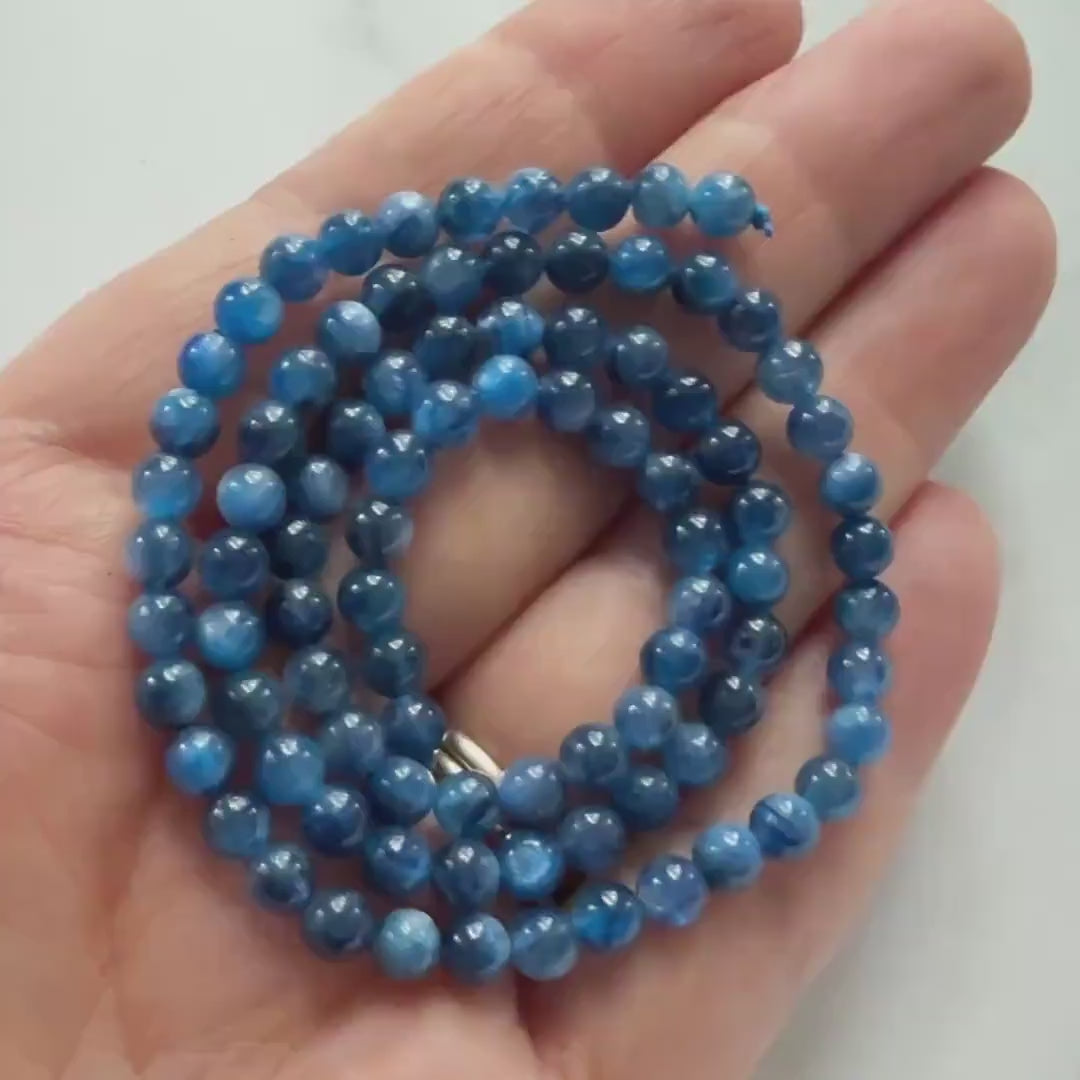 4mm Natural Blue Kyanite Beads Smooth Beads 15" AAA Kyanite Gemstone Beads Crystal Beading Crafter Gift DIY Jewelry Making