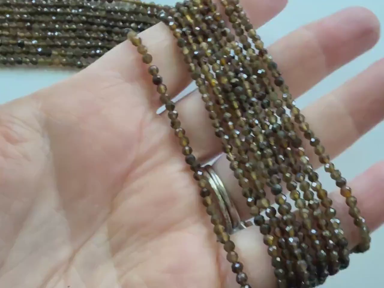 2.5mm Smoky Yellow Tourmaline Micro Faceted Beads 15" Brown Sparkly Gemstone Bead for Jewelry Making Beading Gift Crafter October Birthstone