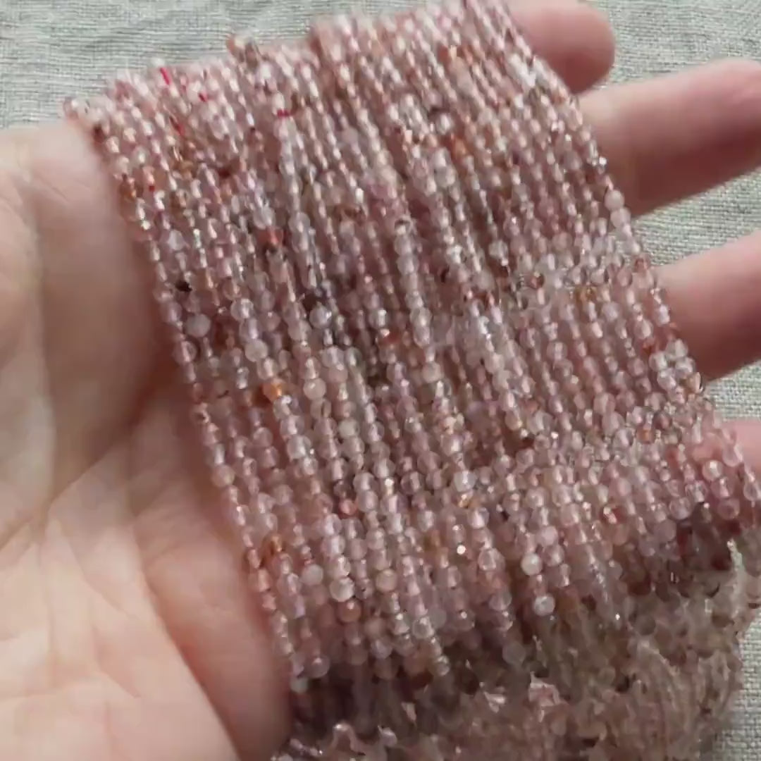 2mm AAA Brown Rutilated Quartz Faceted Beads Genuine Rutile Quartz Beads 15" Sparkly Gemstone Beads for Jewelry Making